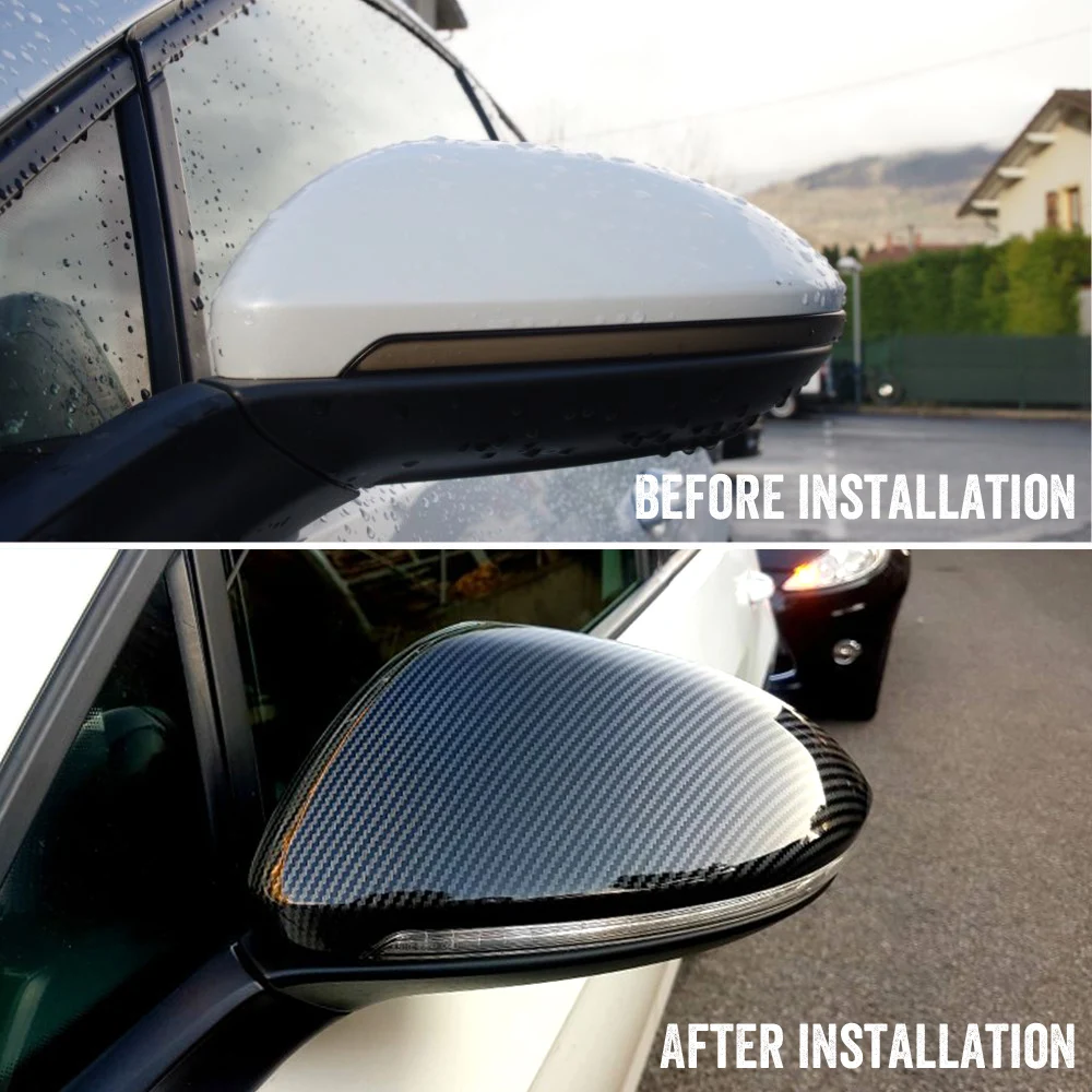 For VW Golf MK7 Golf 7 GTI TSI 2014 2015 2016 17 2018 Front Left Right black Rearview Side Wing Mirror Cap Cover