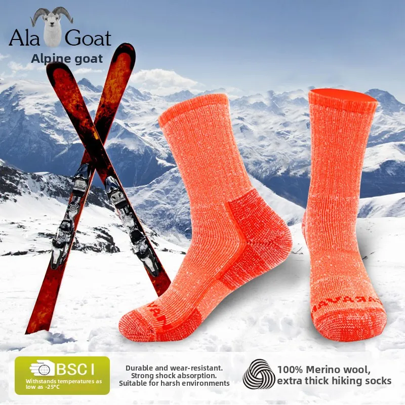 custom merino wool crew socks men women thick terry loop outdoor hiking skiing snow warm athletic sports socks