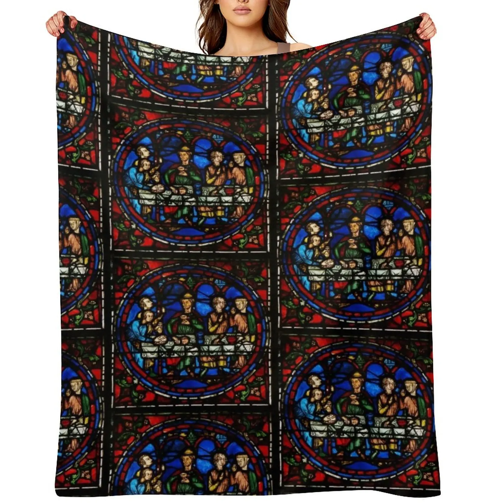 

Stained Glass, Chartres Cathedral Throw Blanket Hairy Winter beds Fashion Sofas Vintage Blankets