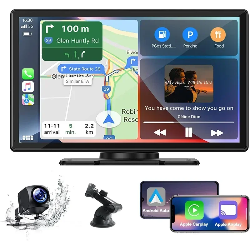 

9 Inch IPS Portable Carplay Android Auto GPS Navigation Back Reverse Monitor Device for Car Truck