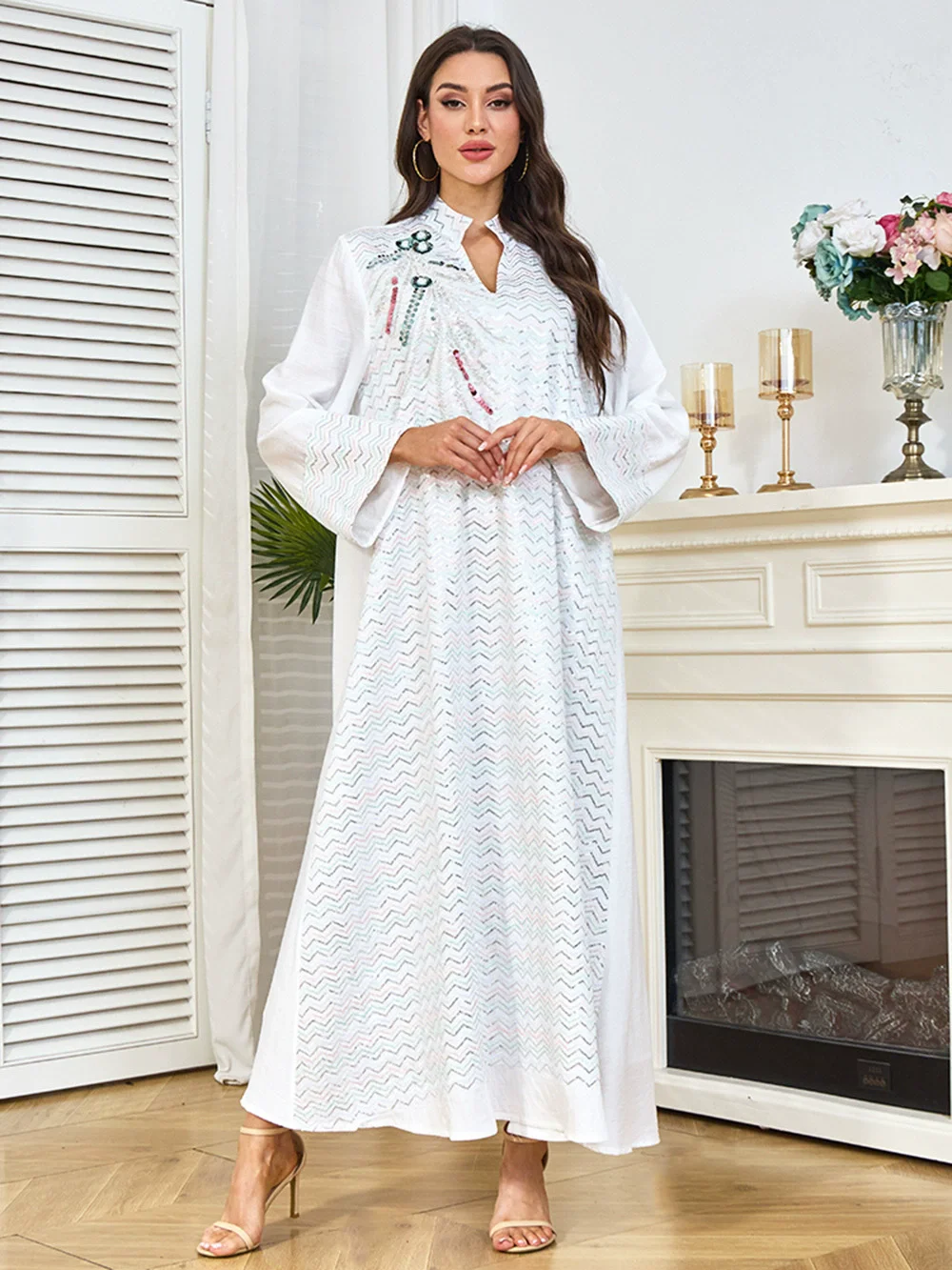 

Muslim luxury fashion robe sequined plus size women's clothing European, American, Arab Dubai dress new dress