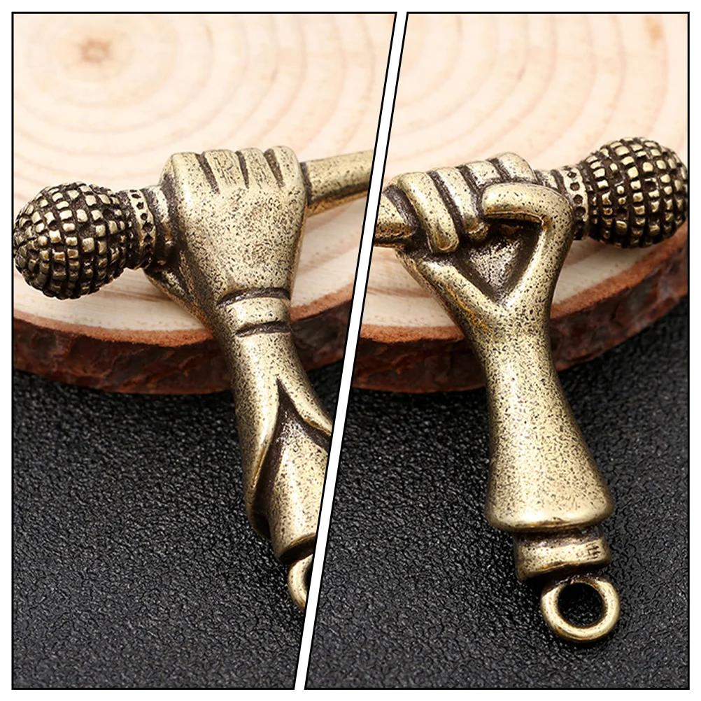 

2 Pcs Brass Key Chain Pendant The Gift Microphone Copper Accessory Keys DIY Decor