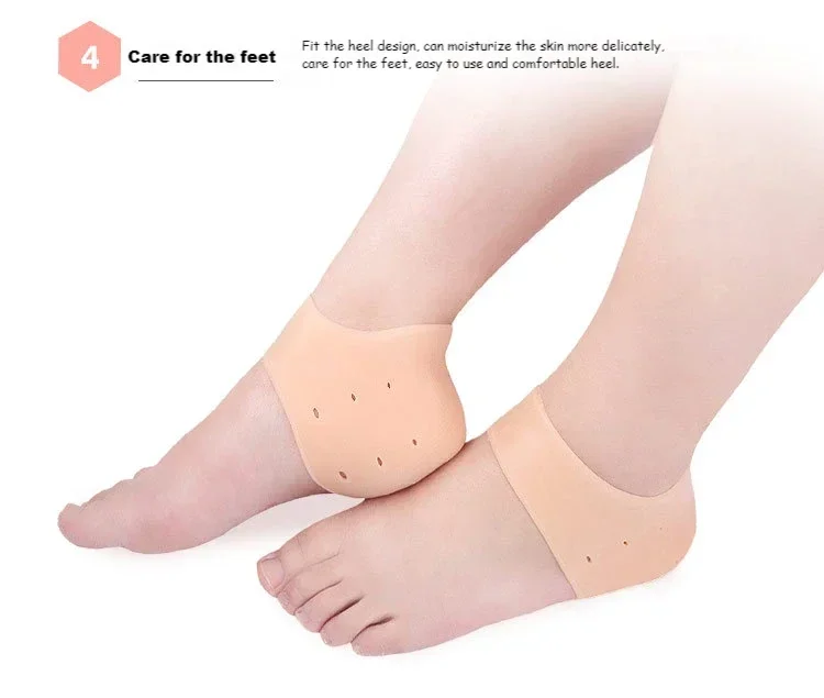 Gel-Silikon, hautverschützender Silikon-Fersenschutz, Fersenmuscheln, Sporen, rissige Fersenärmel, Socken, Fußpflege, Hautreparaturkissen, Neu – Detail 13