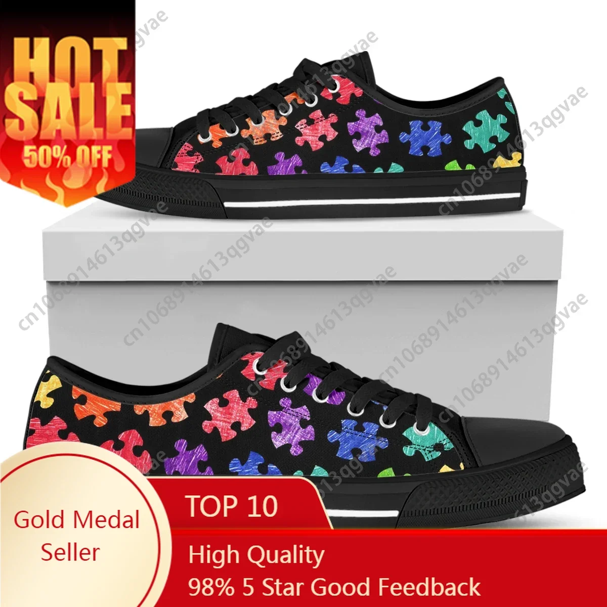 

Colorful Autism Awareness Print Low Top High Quality Sneakers Mens Womens Teenager Canvas Sneaker Couple Shoes Custom Shoe