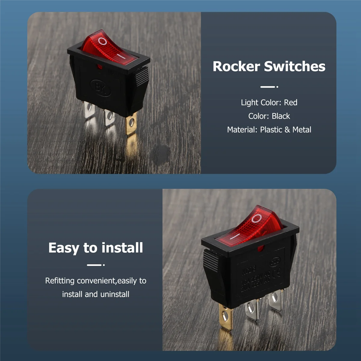 SSR AC 16A/250V 20A/125V الضوء الأحمر مضيئة على إيقاف SPST قارب الروك التبديل × 5 قطعة