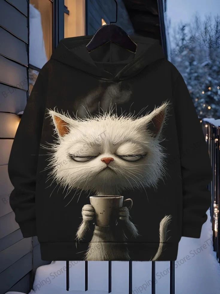 

Толстовка с 3d принтом милого кота для мужчин и женщин, модная спортивная винтажная толстовка с капюшоном с животными, мужской спортивный костюм, мужская одежда Y2k Moletom Teens