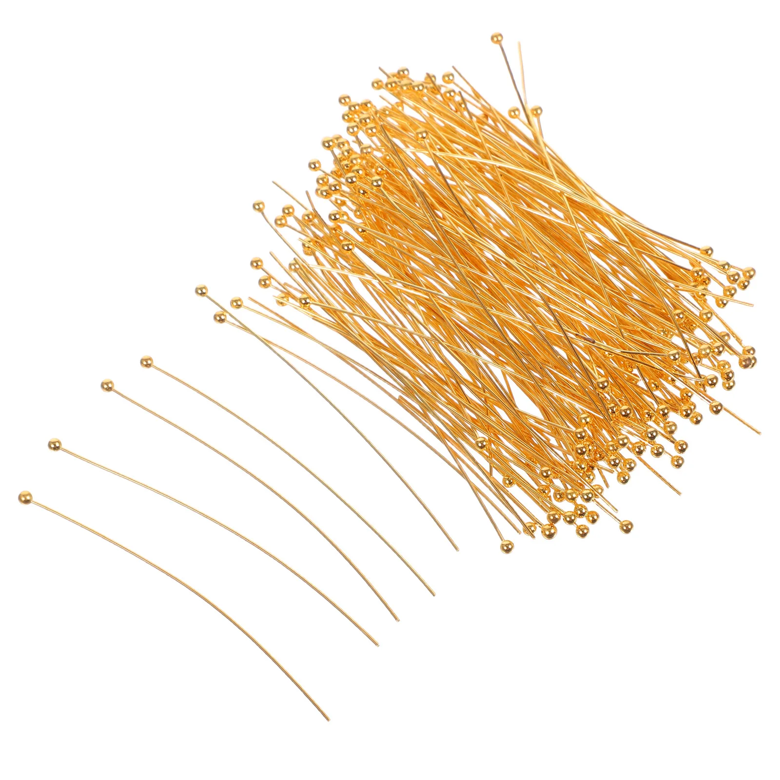 

200Pcs Long Brass Head Pins 50Mm Round Ball End Metal Pins for DIY Earring Necklace Bracelet Jewelry Craft Findings