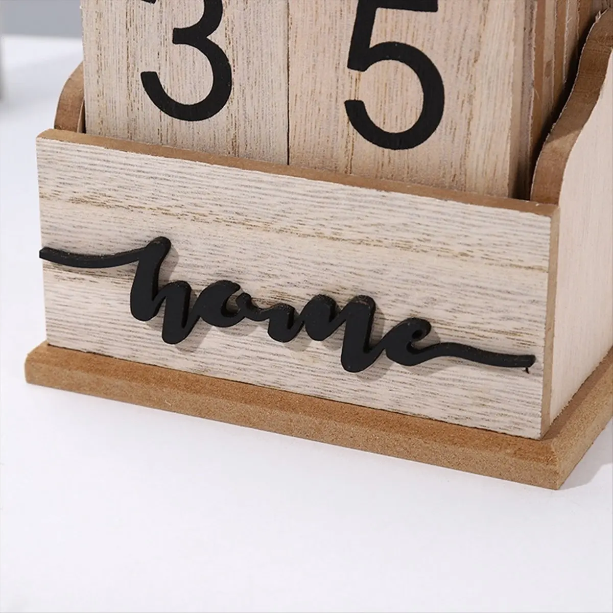 A56K  Calendar Wooden Vintage Wood Block Calendar for Home Desk Accessories Week Month Date Display