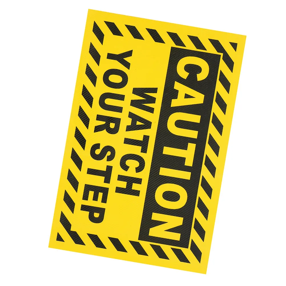 Caution Watch Your Step Sign Sticker PVC Heavy Duty Anti-Slip Surface Herringbone Texture Stair Sign for Indoor