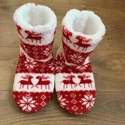 Slipper Womens Home House Fluffy Winter Warm Christmas Gift Elk Fur Contton Plush Grip Sole Female Indoor Room Shoes Boots Men