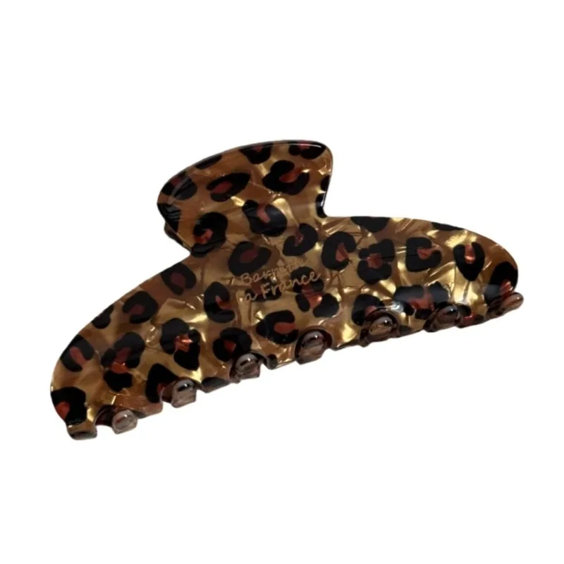 Light Luxury Leopard Print Acetic Acid Hair Claw Clip, High-End Women Accessory for Half Updo Disc Hairstyle