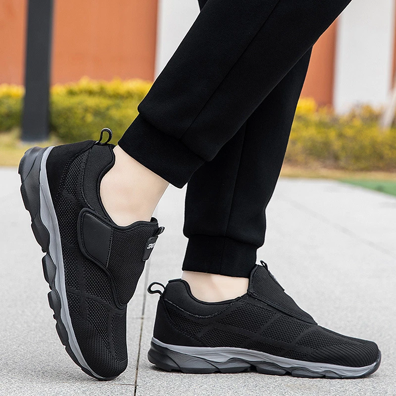 

New Sports Walking Four Seasons Soft Sole Light And Comfortable Mesh Breathable Velcro Men And Women Fashion Casual Shoes