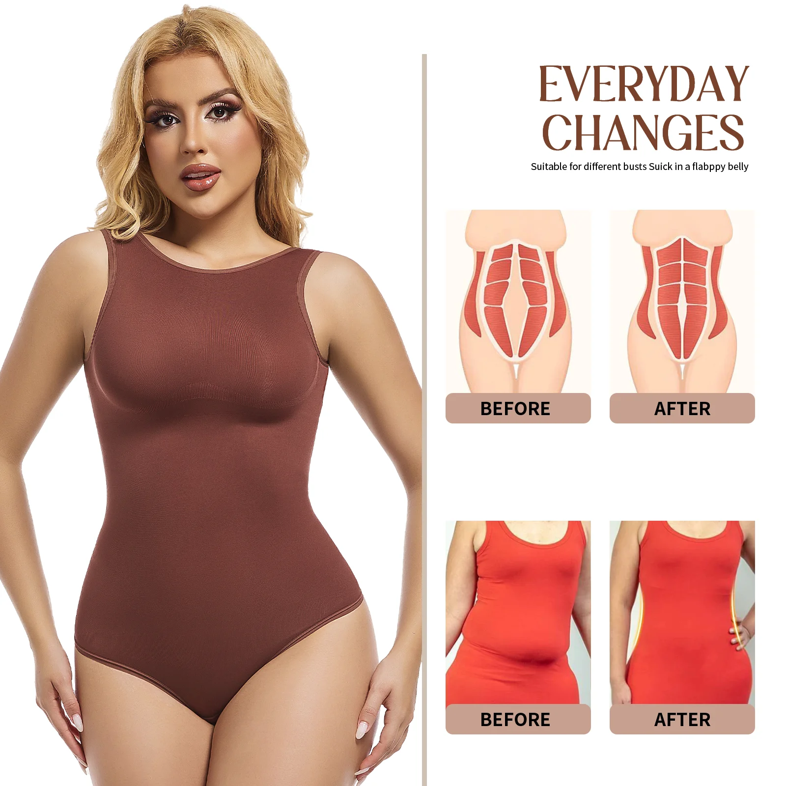 Seamless Bodysuits Shapewear For Women MISS MOLY Backless Tummy Control Thong Tanks Tops Waist Trainer Butt Lifter Bodyshape