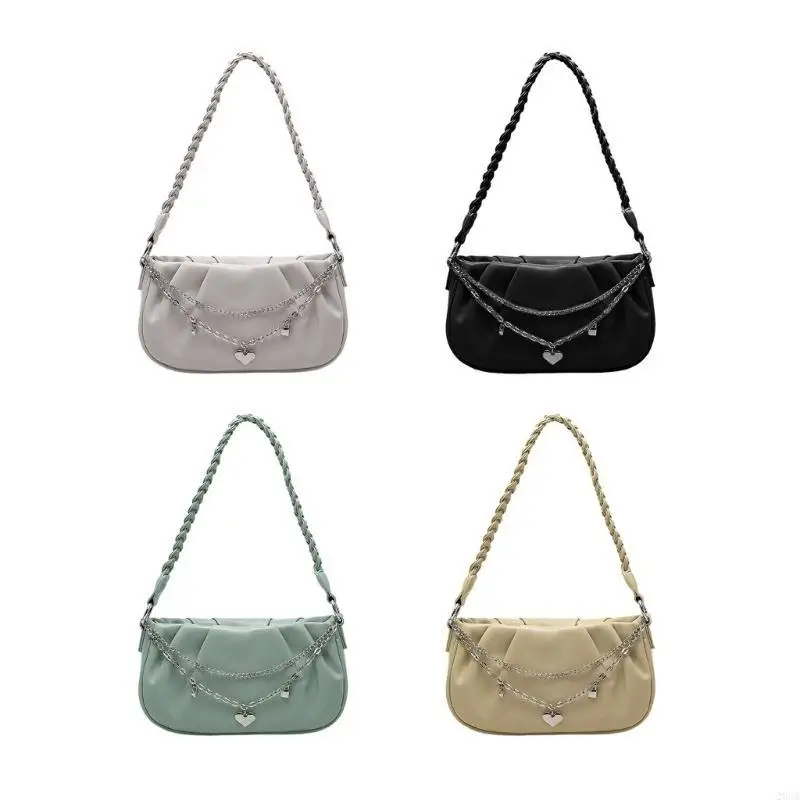 

Women Ruched Bag Simple Shoulder Bag Female Cloud Crossbody Bag Chain Shopping Bag PU-Leather Underarm Bag 20CA