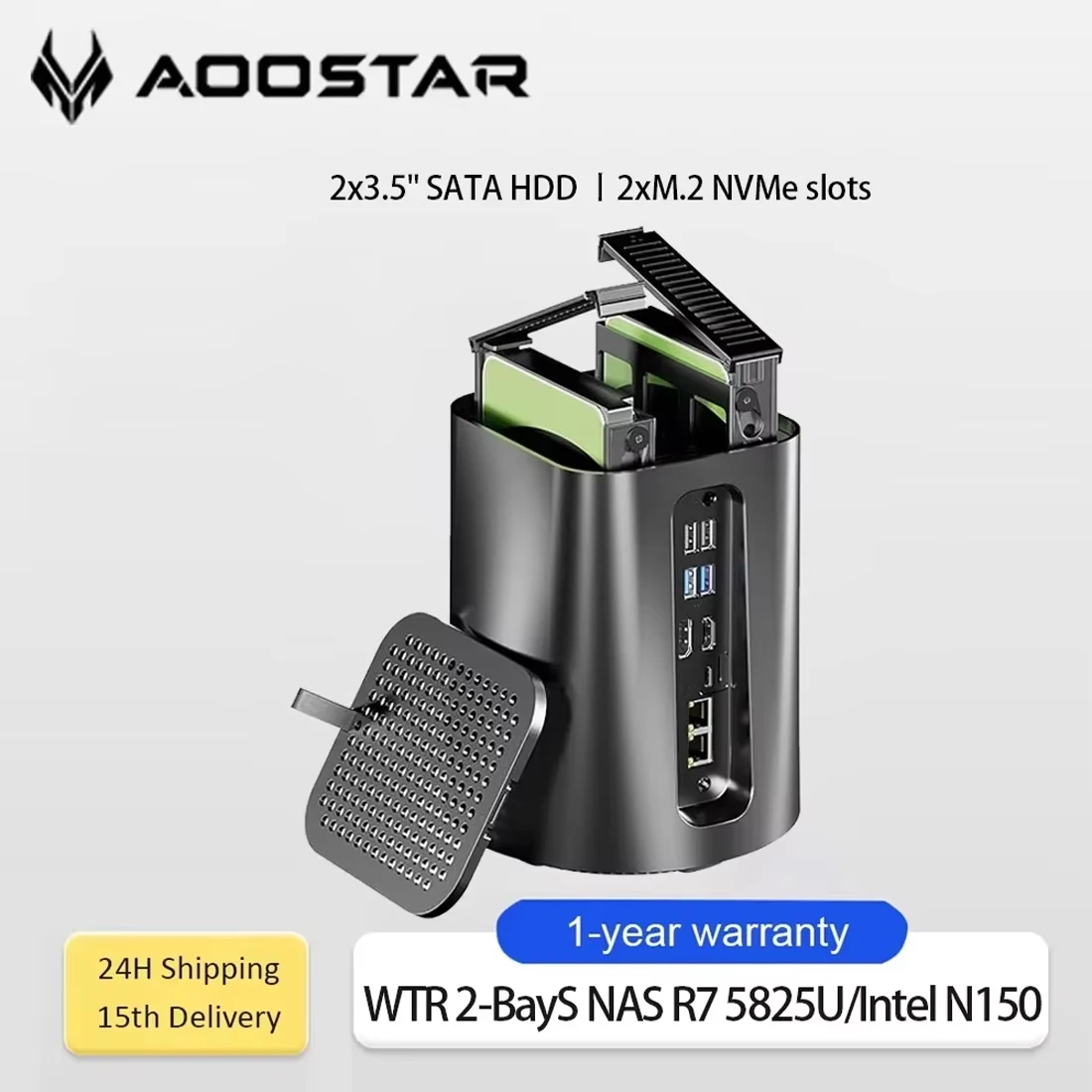 AOOSTAR R7 5825U NAS Mini PC 8C/16T 4.5 جيجا هرتز Intel N150 Mini PC 2x2.5G LAN WiFi6 4K جهاز توجيه ناعم ثلاثي العرض VM Windows 10/11