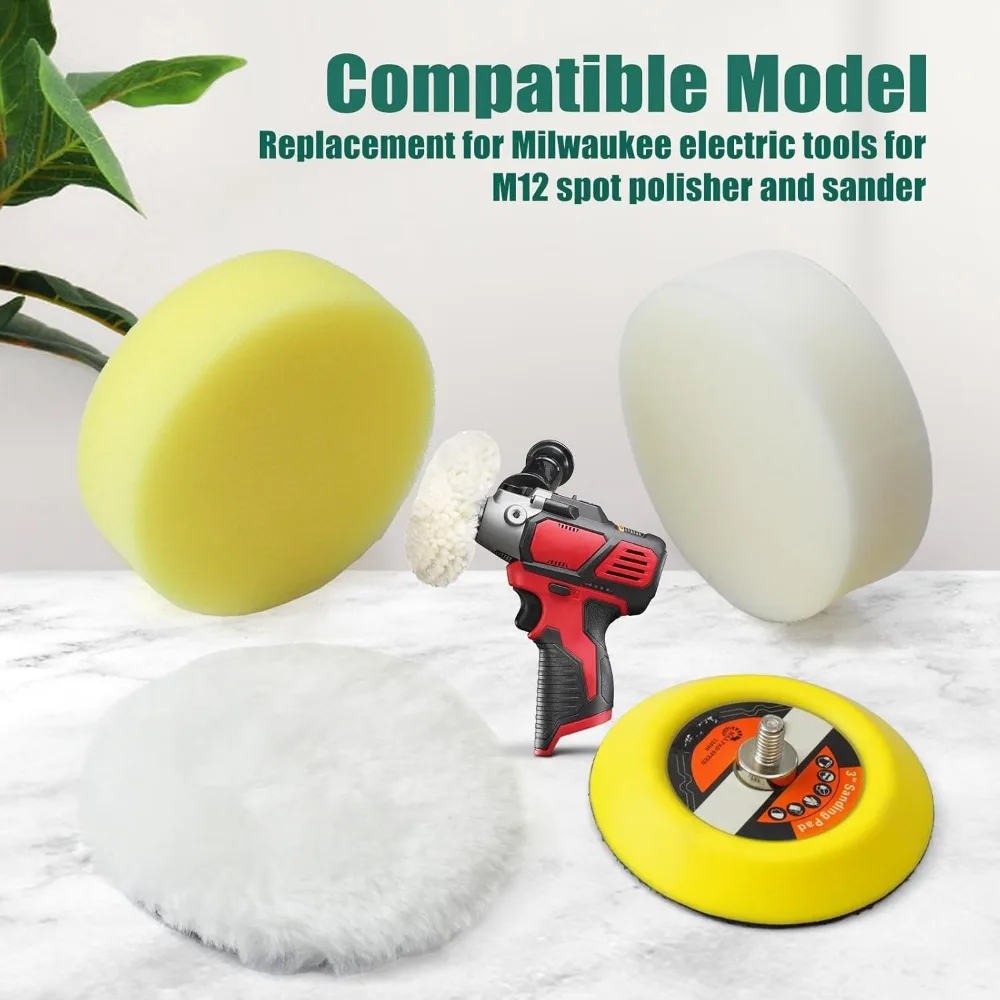 Zestaw padów polerskich YUXIVCNE 49-36-2438, zamiennik do elektronarzędzi Milwaukee, do polerek punktowych i szlifierek M12
