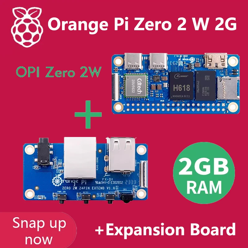 

Orange Pi Zero 2 W 2G+Expansion Board,DDR4 Allwinner H618 Orange Pi Zero 2W WiFi+BT BLE SBC Single Board Computer Zero2W Mini PC