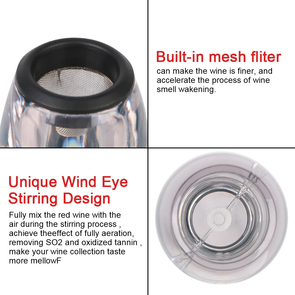 المهنية لشريط حفلة المطبخ النبيذ الأحمر ويسكي مهوية موزع إناء نبيذ المدفق مع مرشح وقاعدة سريعة Sobering #3