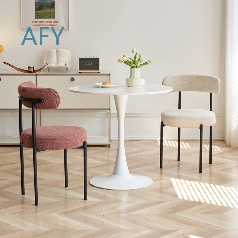 Contemporary Luxury Dining Chair for Cashmere Metal Legs Modern Simple Home Furniture Living Room Hotel Park Dining Room