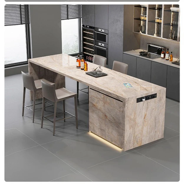 Modern Luxury Central Kitchen Island Cabinets Furniture Island Marble Top