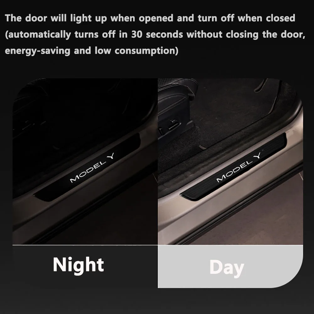 Gen2 Kabellose LED-Beleuchtete Pedale für Tesla New Y Juniper New 3 Highland Infrarot-Erkennung Türschwellenschutz Modell 3 Y – Detail 3