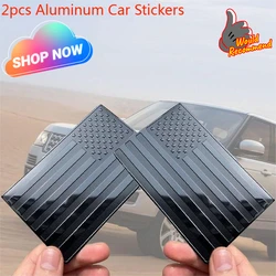 Metal Aluminum Car Stickers 2pcs Black Metal USA American Sticker Accessories Emblem Car Flag Badge Tuning Car Motorcycle