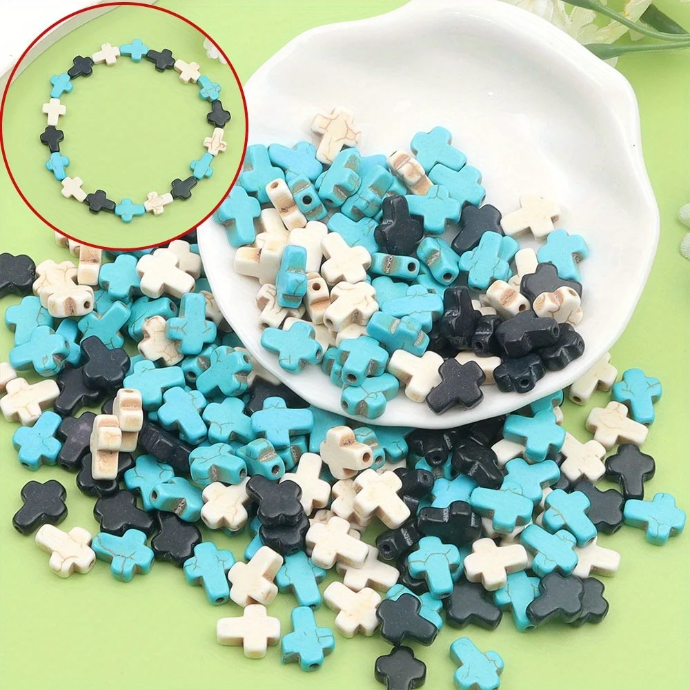 9/21/42pcs Multi-color Artificial Turquoise Cross Shaped Beads,Used for DIY Accessories,Christmas and Halloween Gift Accessories