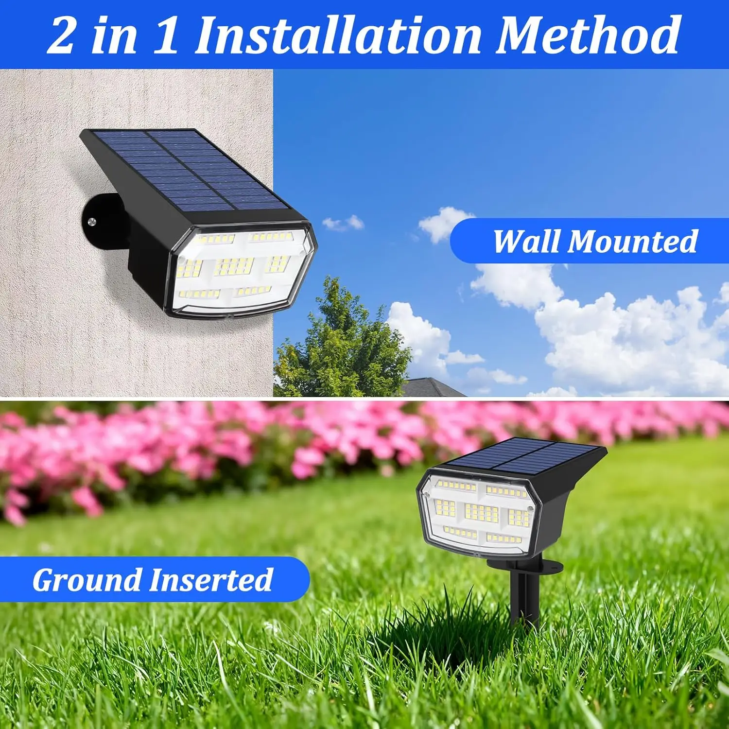 6-Pack Solar Spot Lights Outdoor Waterproof IP65, 3 Lighting Modes 2-in-1 Landscape Lights with 59 LEDs for Garden Pathway