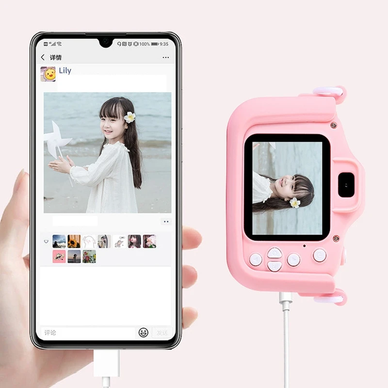 Caméras rechargeables avec n'aime pour enfants, caméra HD compacte, dessin animé tournesol