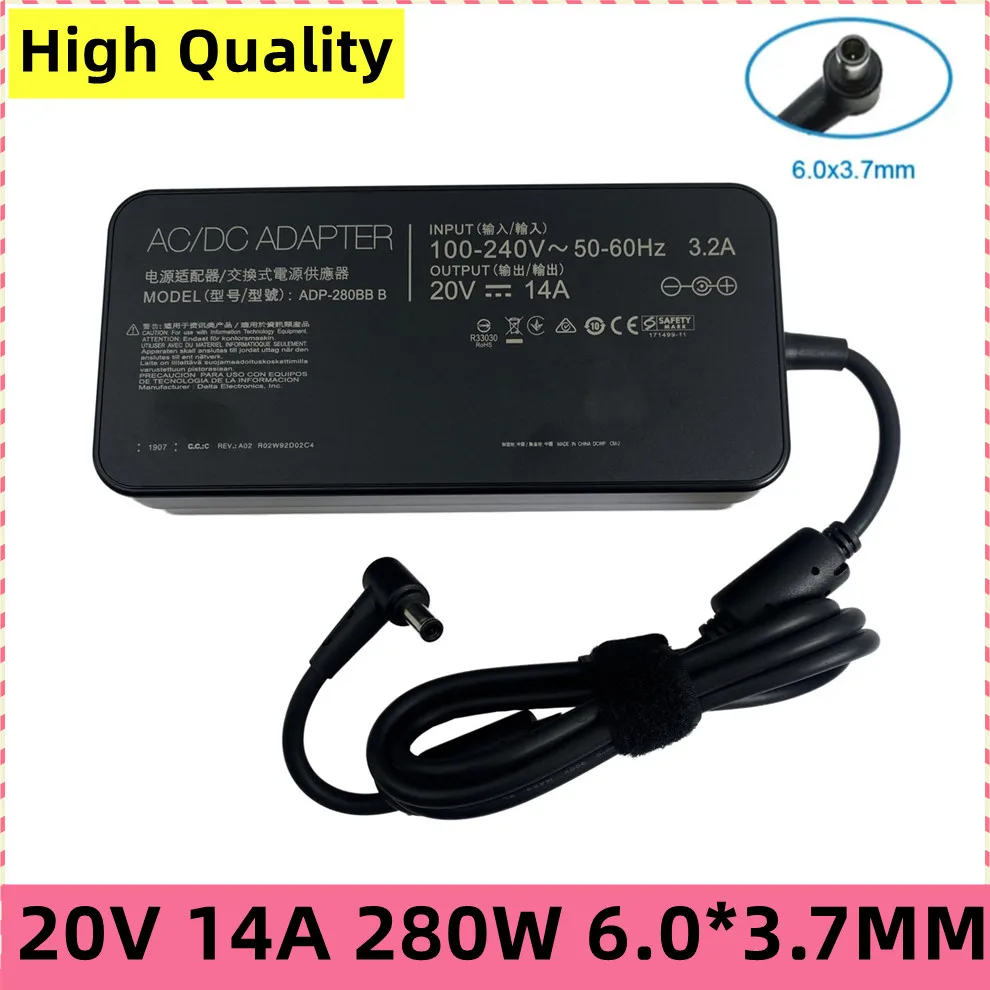 20V 14A 280W 6.0*3.7MM AC Adapter Power Charger ADP-280BB B For Asus PG35V ROG GX551QS GX551QR GX703HS GX703HR GX703HM G732LW