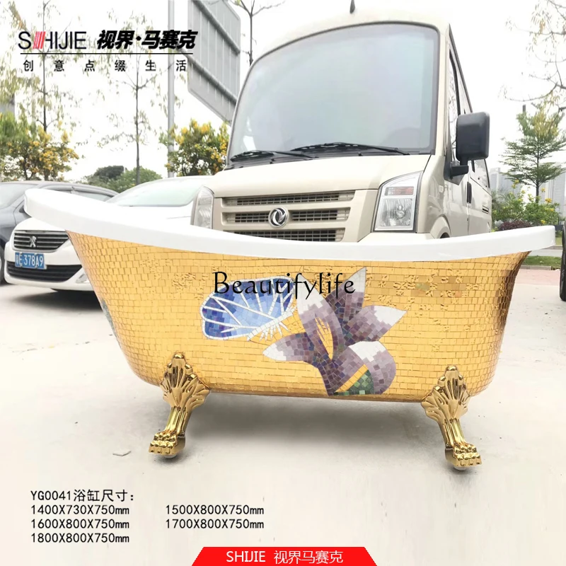 Handmade Custom European New Style Imperial Concubine Bathtub Independent Acrylic Mosaic Pearlescent Household