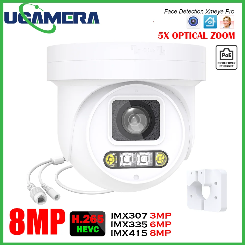 

6MP 8MP 4K IP POE Camera 5X Optical Zoom Human Face Detection Ceiling Mount Network Camera For Home Security Xmeye