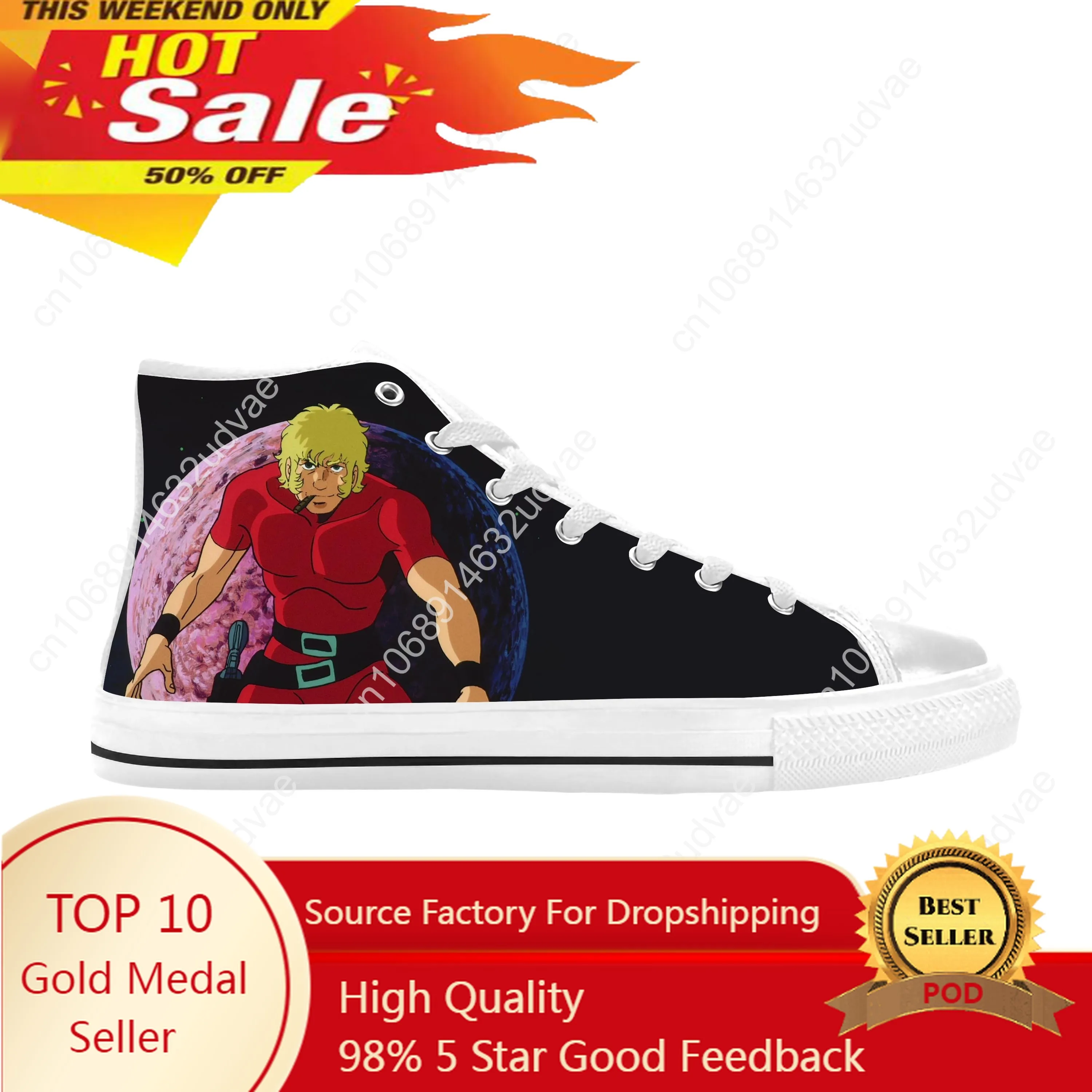 

Space Adventure Cobra Pirate Captain Harlock Cool Casual Cloth Shoes High Top Comfortable Breathable 3D Print Men Women Sneakers