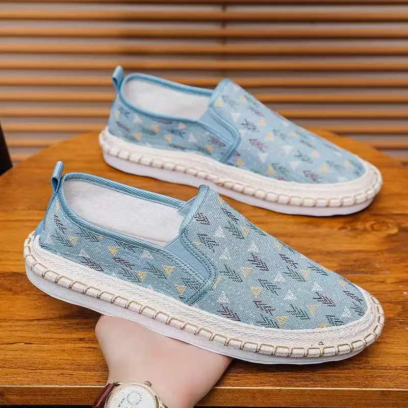 

Мужская весенне-летняя новая тканевая обувь на плоской подошве, мягкая подошва, нескользящая нескользящая обувь с круглым носком, дышащая рыбацкая обувь, обувь для ленивых