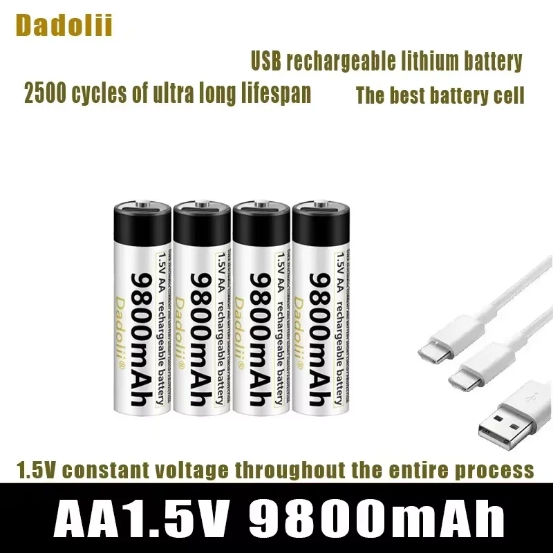 

Литий-ионная аккумуляторная батарея USB большой емкости 1,5 ВАА, 9800 МВтч, используемая для мыши с дистанционным управлением, небольшой вентилятор, электрическая игрушечная батарея