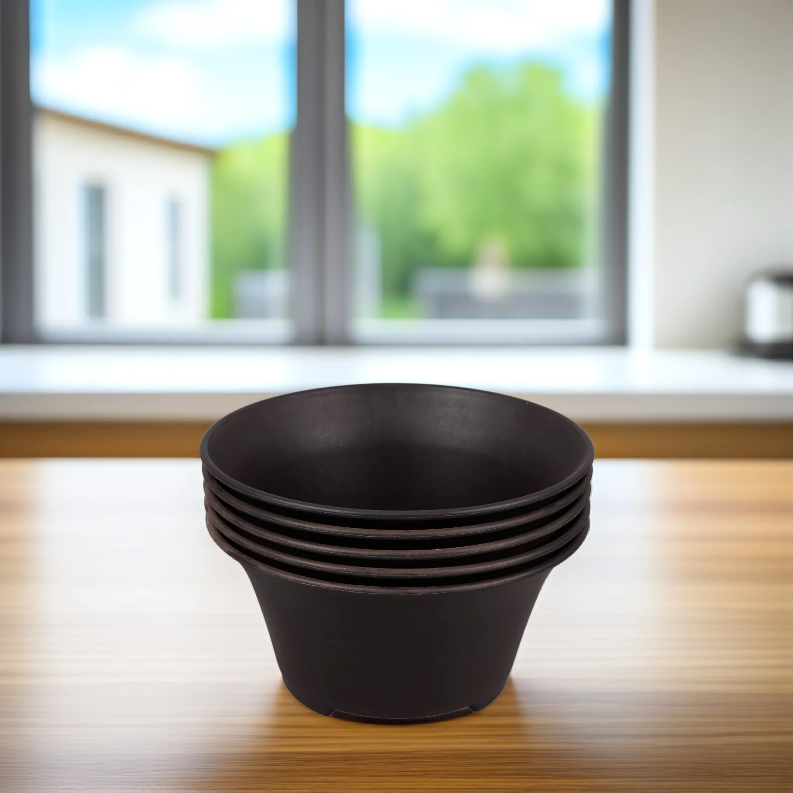 

5pcs Thick Round Flower Pot Durable PP Material Lightweight Reusable with Drainage Holes Plastic Planter for Garden Indoor