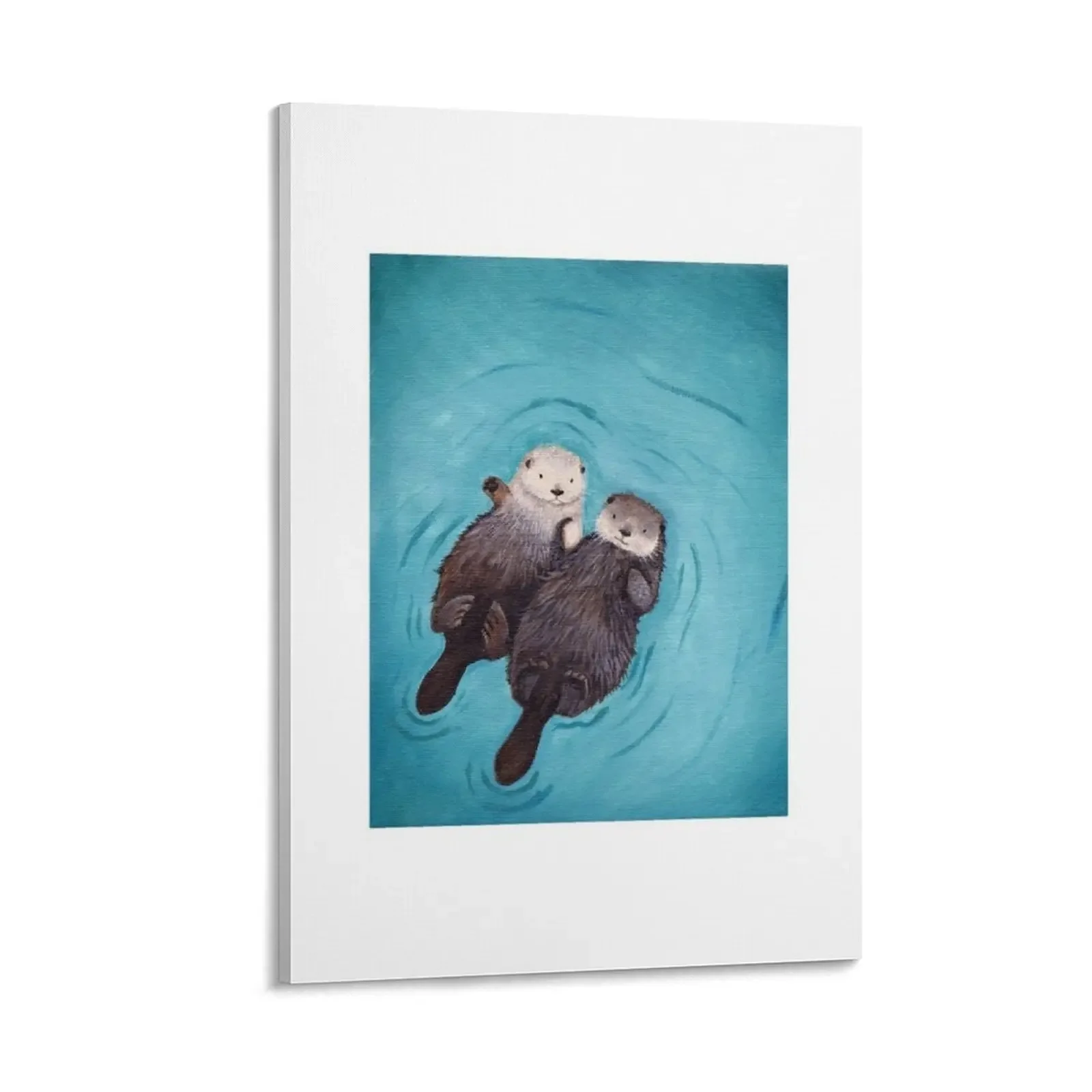 

Otterly Romantic - The Official Otters Holding Hands Canvas Painting decorations for the room Wall paintings