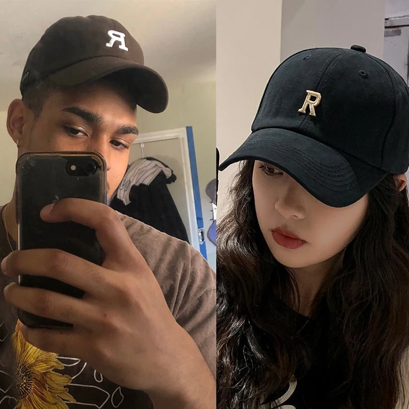 1pc Embroidery Letter R Men Baseball Cap For Women Spring Summer Casual Visor Hip Hop Caps Unisex Cotton Outdoor Sun Hats