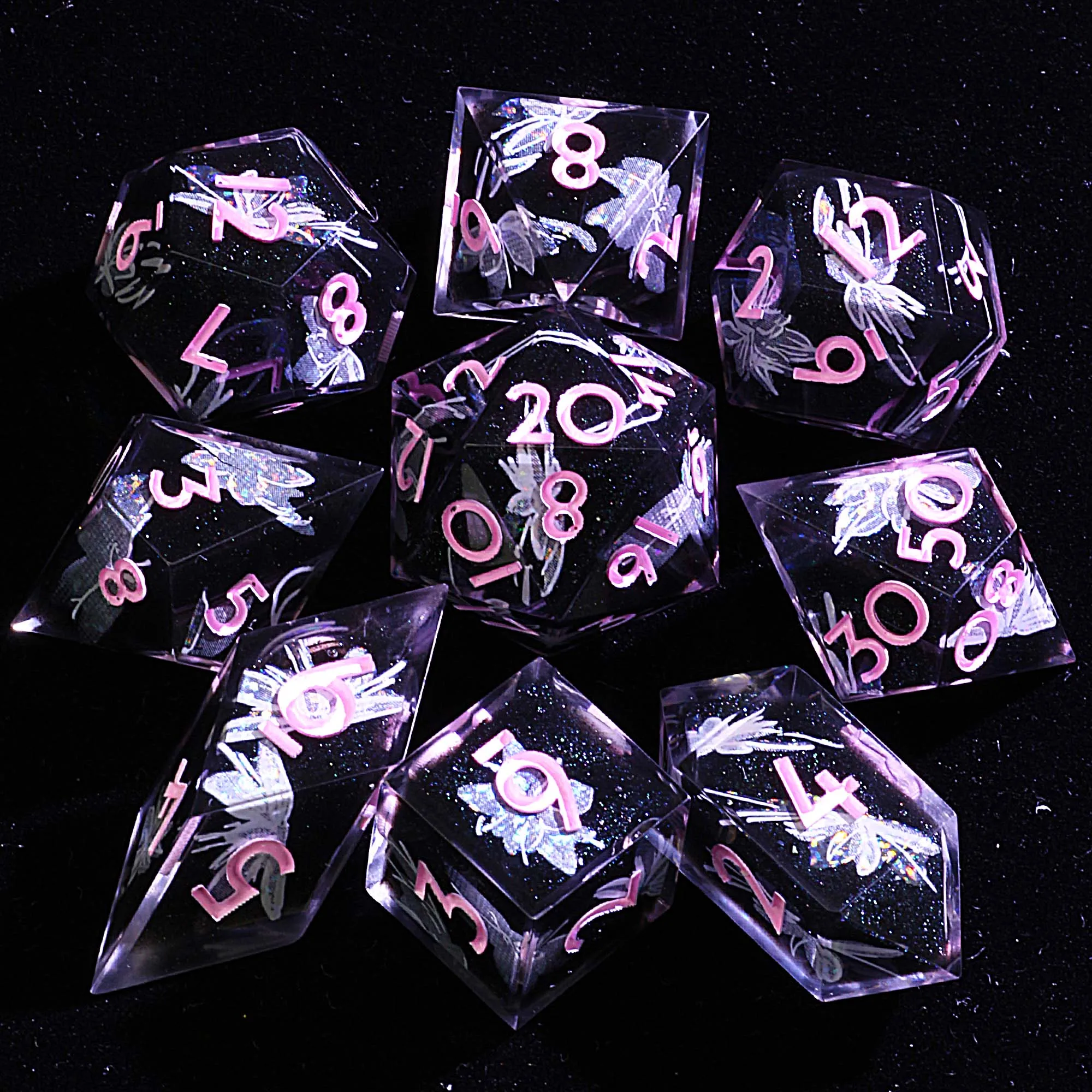 

Наборы из 9-гранной смолы Dice DD Nocturnal Blossom Mirage