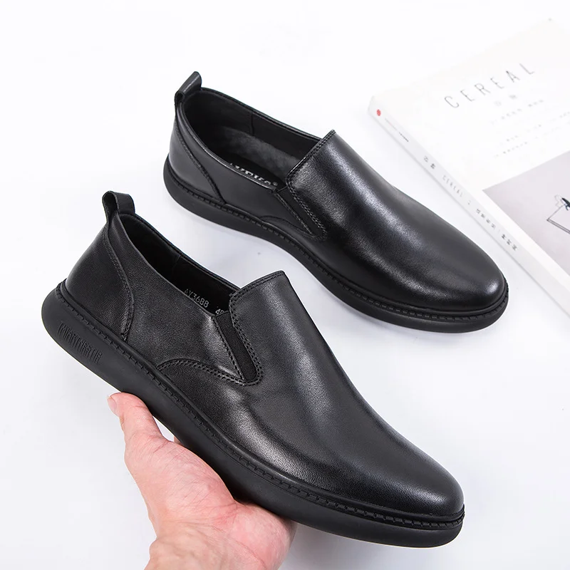 

Leather Shoes for Men's Simple and Generous Men Shoes Early Spring New Style Bare-headed Casual Business Shoes sapato masculino