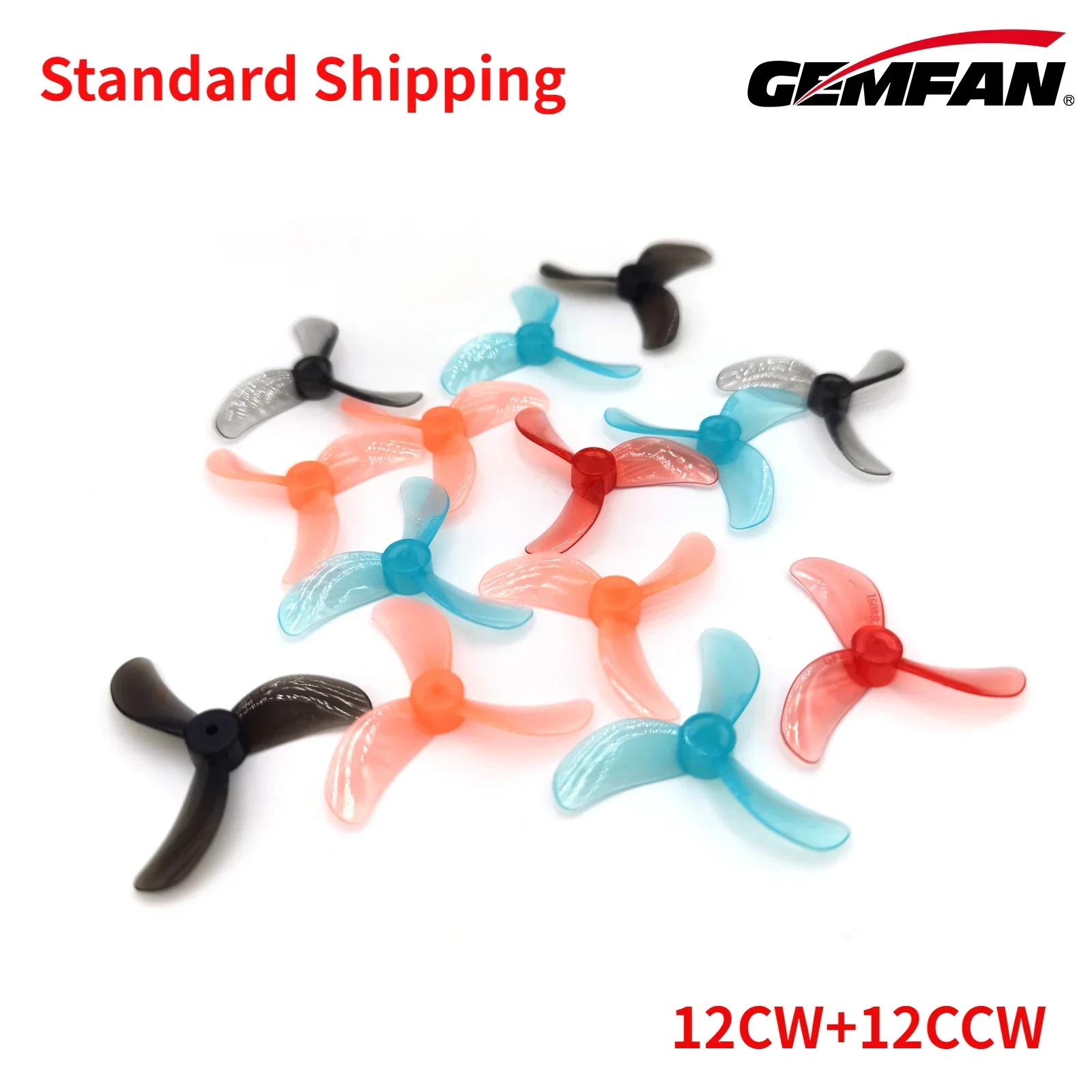 

12Pairs(12CW+12CCW) Gemfan 1608 40mm 3-Blade Propeller 1mm 1.5mm (Random Color) for FPV Freestyle 1S Tinywhoop Drone Mobula