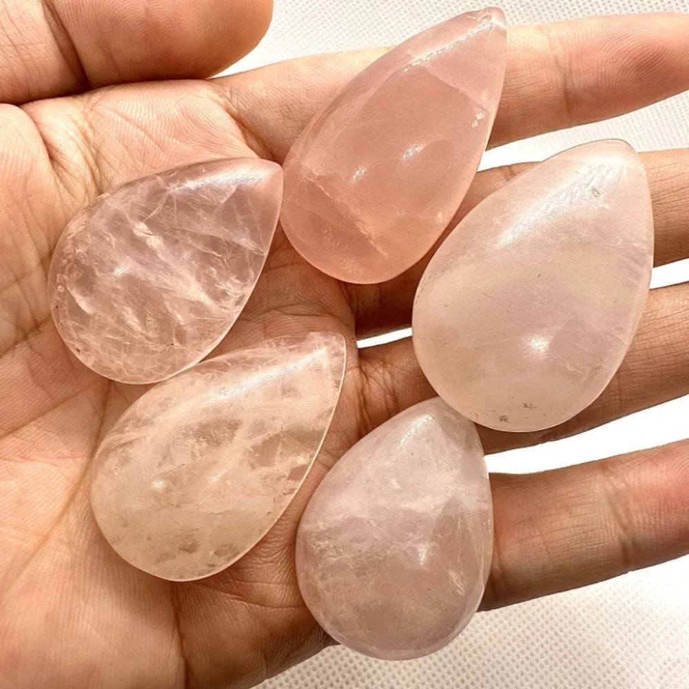 

Pink Crystal Stone Pendant for women Rose Quartz Jewelry Making Cute Accessories Crystals Vintage Big Amulet Large hole 5pc