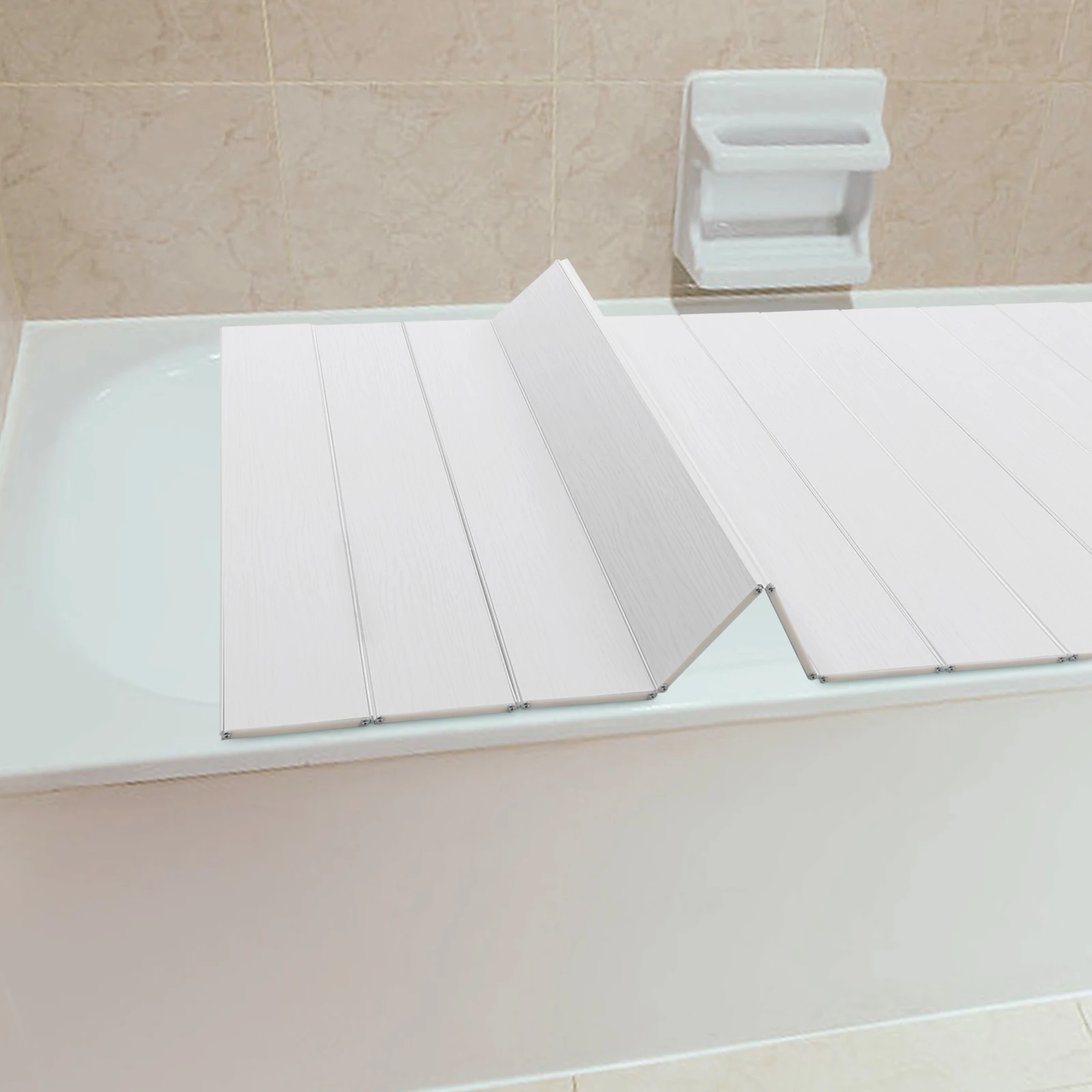 Bathtub Tray Foldable Bath Cover 170 x 75 cm, Extendable Folding Board Storage Organizer, Bath Tub Lid for Home SPA