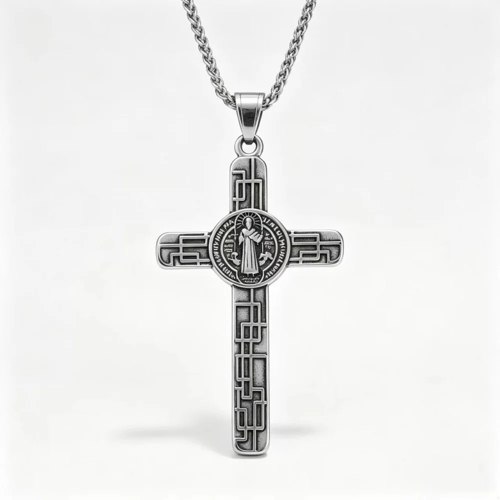 Ciondolo a croce esorcista Amazon Foreign Trade per uomo, collana gioiello personalizzata e potente a doppia faccia