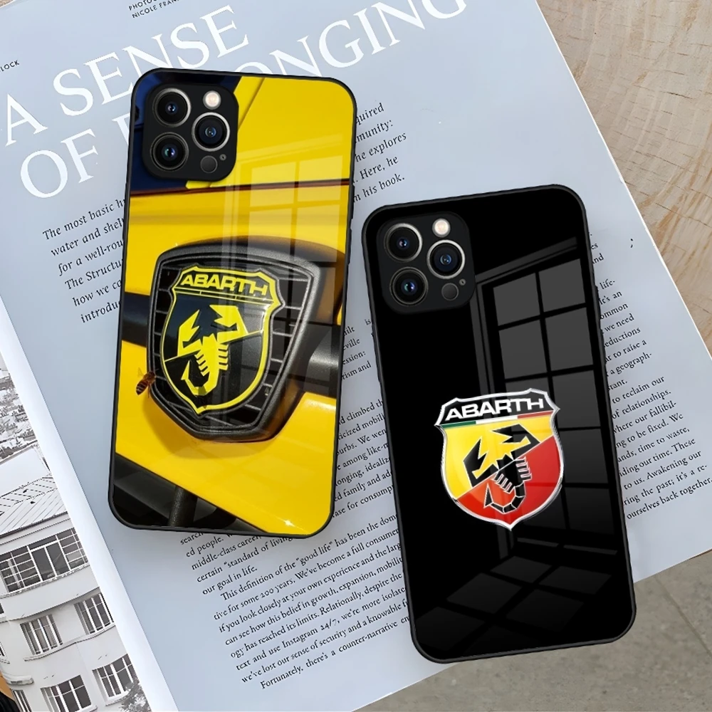 ABARTH Italien Autotelefonhülle für iPhone 17 16 Air 15 14 12 11 13 Pro Max Mini X Xr Xs Se Puls Glasabdeckung