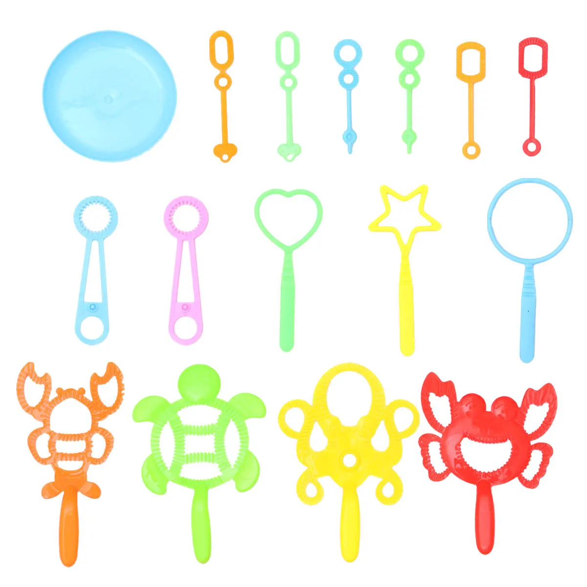 16Pcs Bubble Stick Set Multi-Size Crab Shape Handheld Bubble Maker with Tray for Children Summer Pool Beach Activities