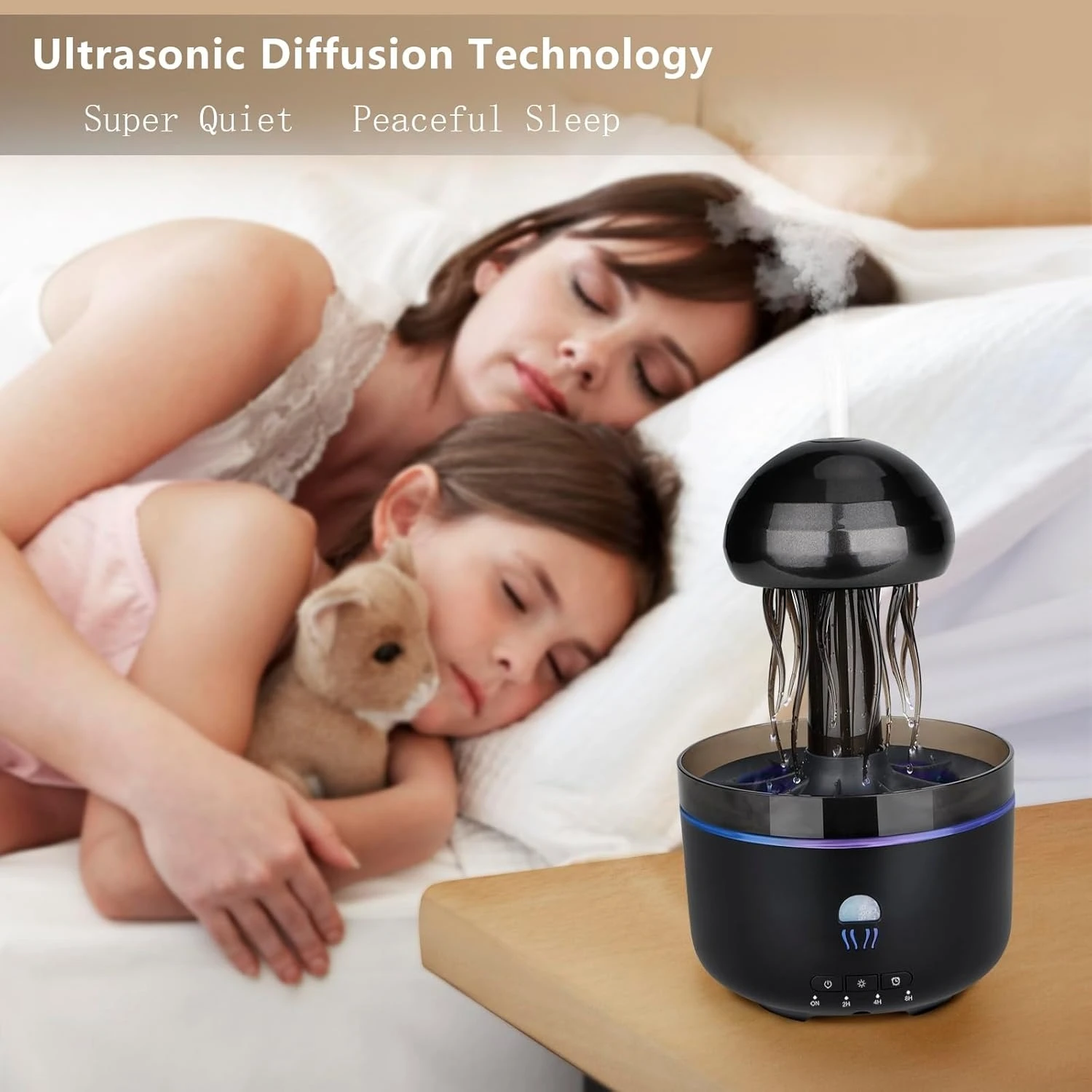 

Ультразвуковой распылительный грибной аромадиффузор, глубокий и легкий спрей под дерево, медуза, вращающийся увлажнитель дождя, окружающий свет