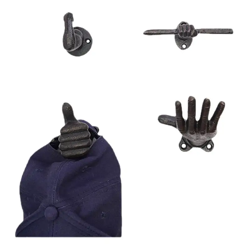 Vintage Thumb Palm Arm Cast Iron Decorative Hook Suitable For Hanging Hats Gift Multifunctional Wall Decoration