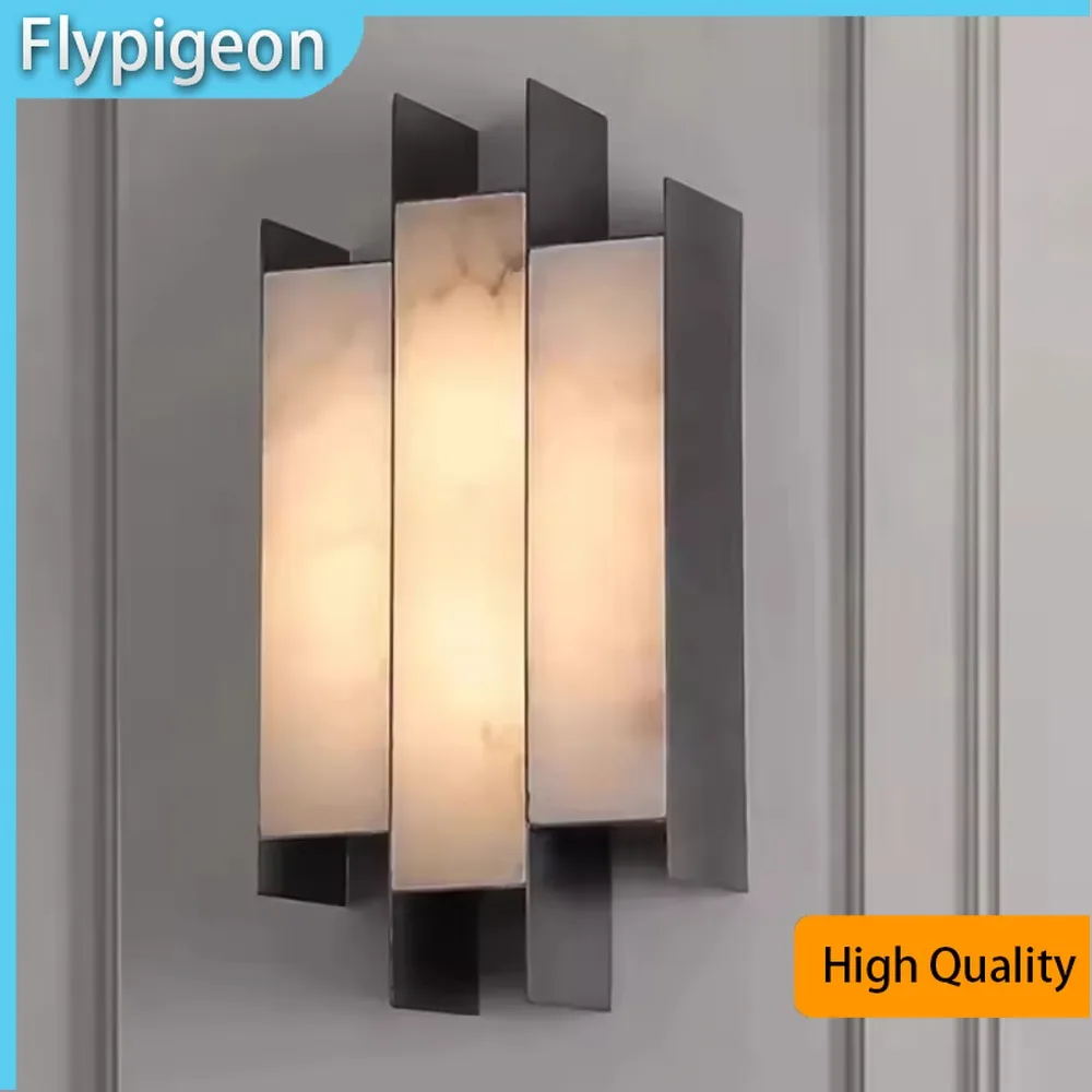 

Luxury Marble Bedroom Wall Lamp Modern Brass LED Bedside Lamp for Living Room Corridor Hallway Hotel Home Lighting Decor Lamp