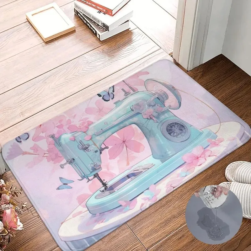 

Sewing Machine Print Bath Mat Bathroom Super Absorbent Doormat Non Slip Kitchen Rugs Home Laundry Room Floor Entrance Carpets